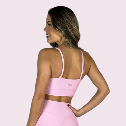 Top Isa Cotelê Rosa Candy