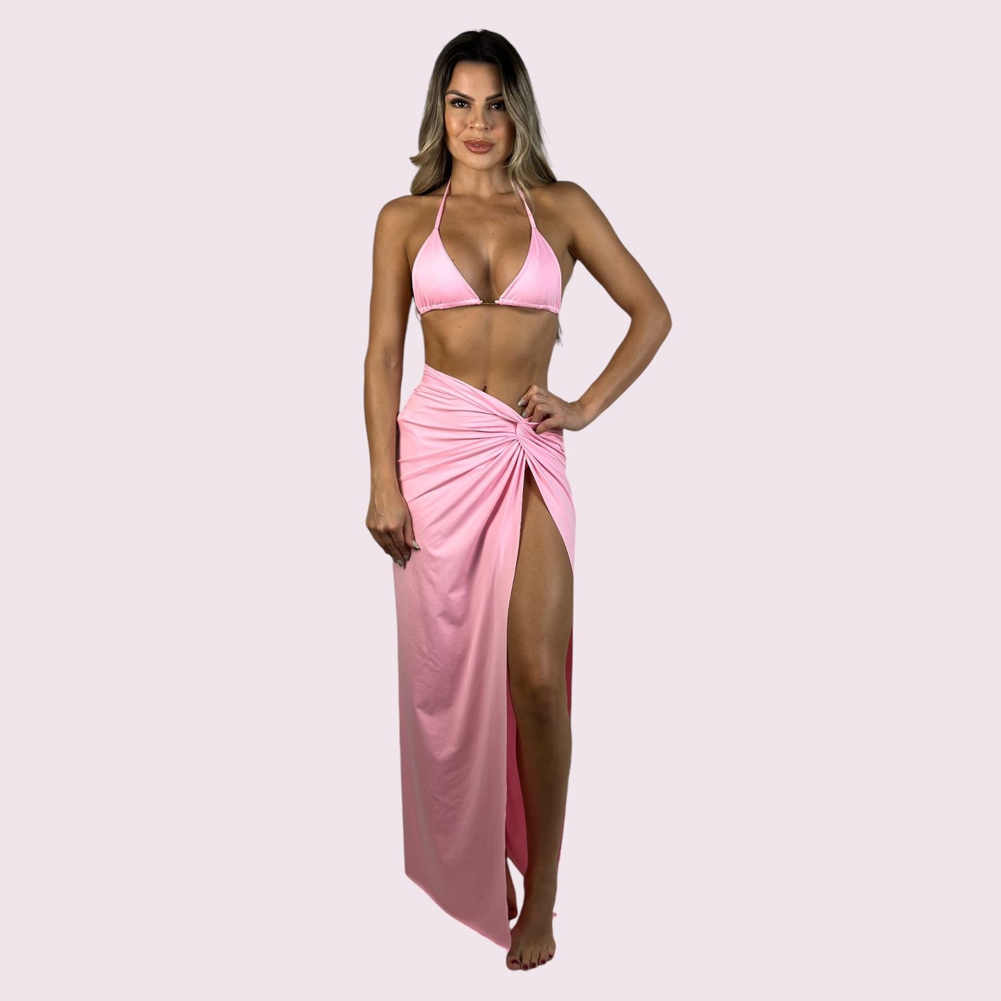 Saia de Praia Nó Rosa Candy
