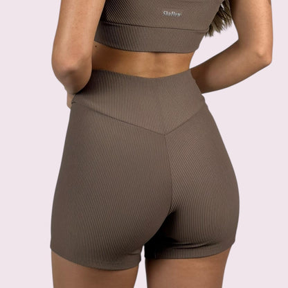 Shorts Cós V Cotelê Mocha Mousse