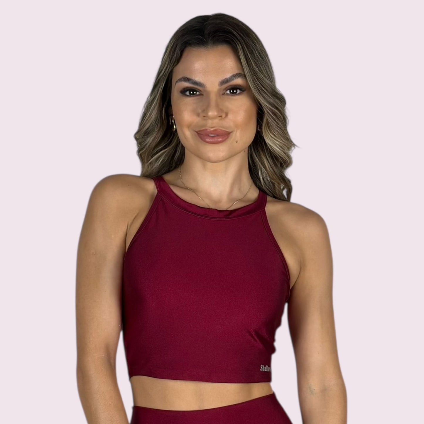 Cropped Ana Metalizado Cereja