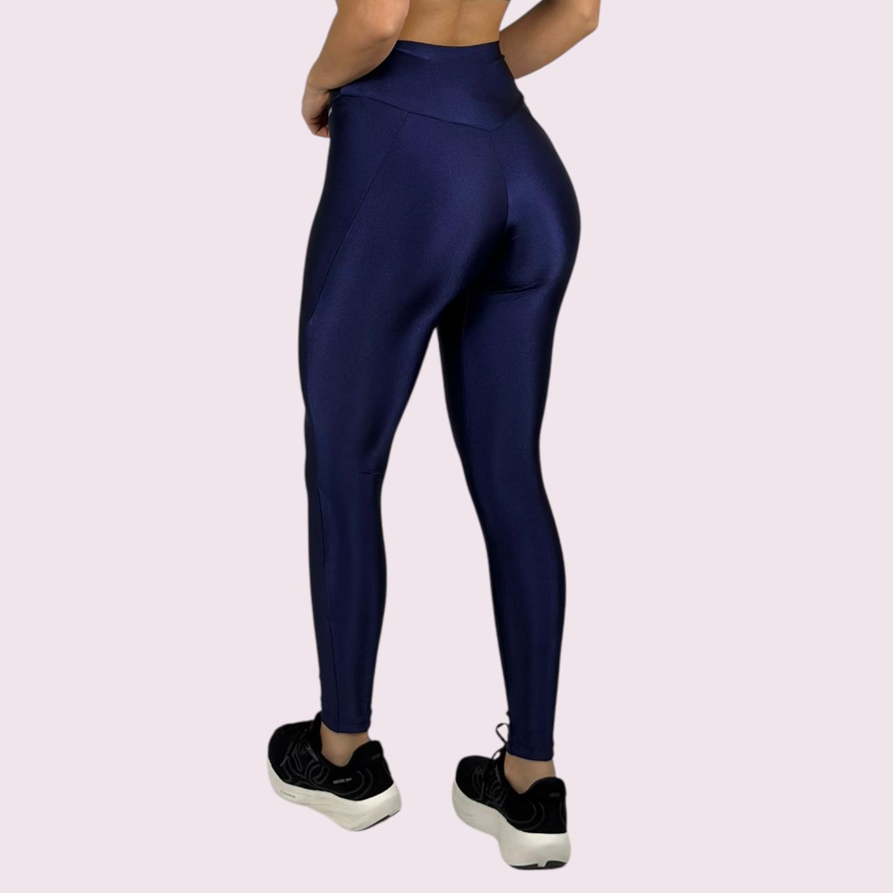 Legging Recortes Metalizado Marinho